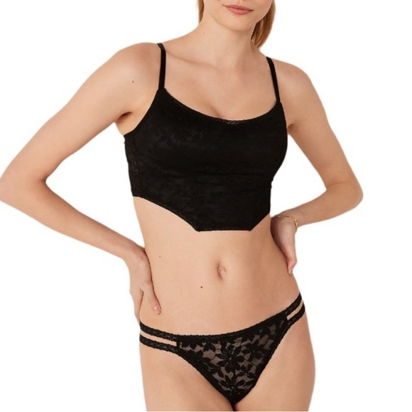 PINK Victoria's Secret Other - Pink Victorias Secret Black Lace Wireless Lightly Lined Bra Top XL